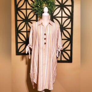RobertLouis Women's 2X Striped Linen blend Dress